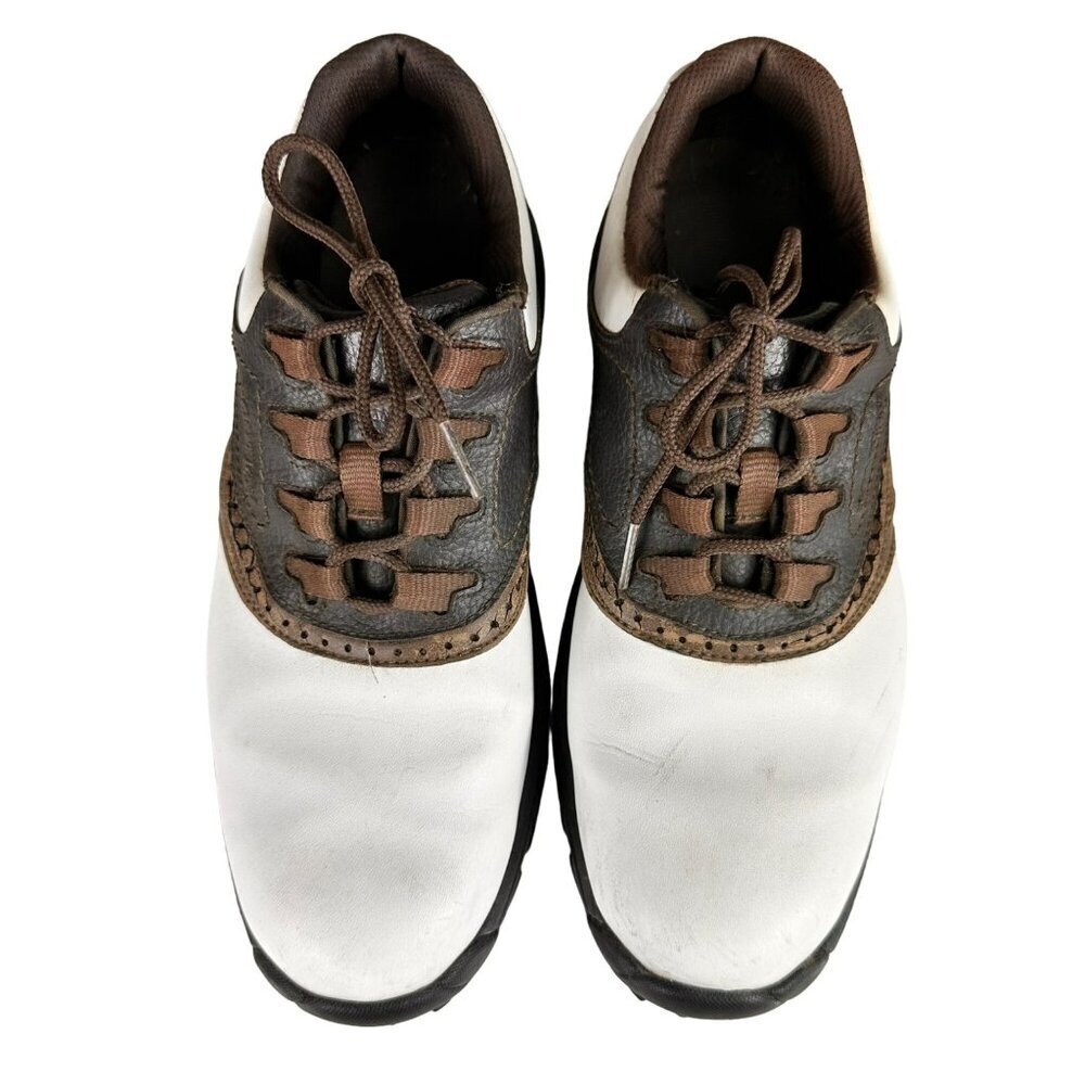 FootJoy Golf Shoes Mens Brown White Saddle Oxford DryJoys Spikes Size 9.5‎